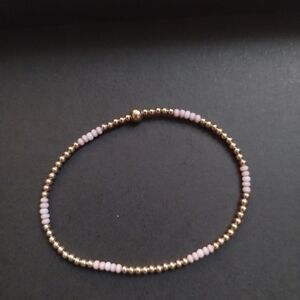 Elegant Gold and Pink Beaded Bracelet